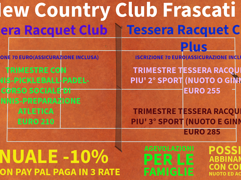 Proposte 2024/2025 per gli sport di racchetta, tra un po anche la proposta …. scuola pickleball !